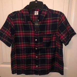 NWT Plaid Hollister Crop Shirt
